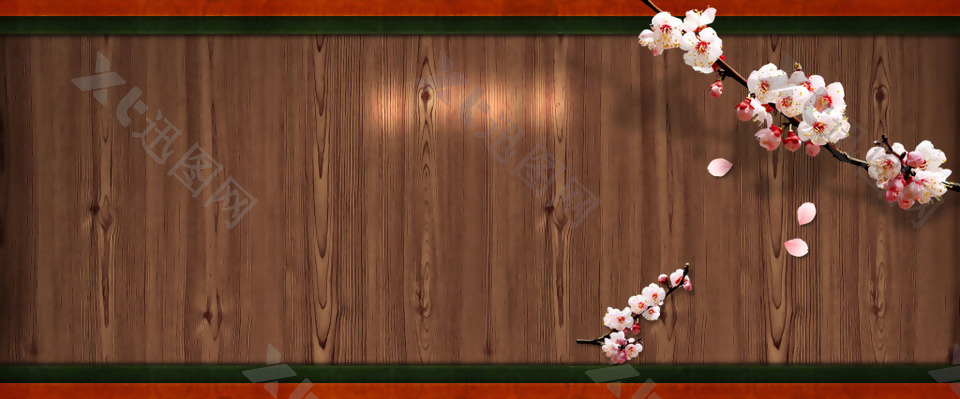 木质粉色花朵banner背景素材