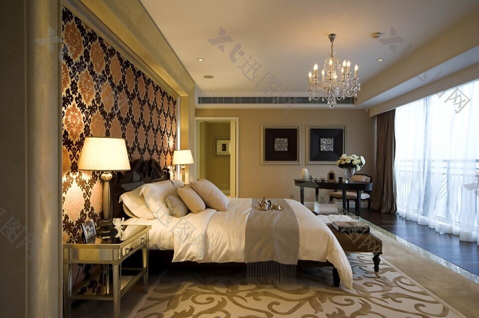 欧式卧室花纹地毯室内装修效果图