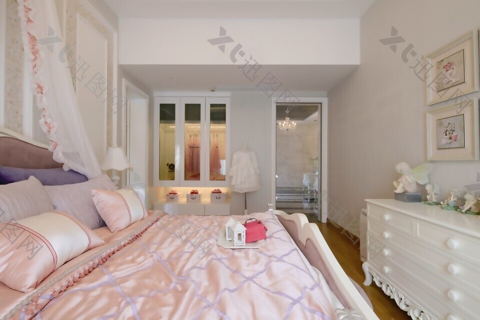 卧室床粉色效果图
