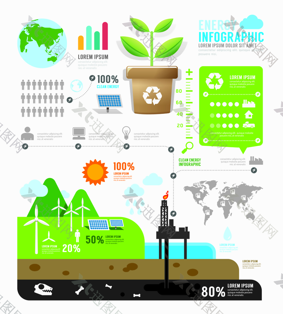 绿色生态环境环保插画