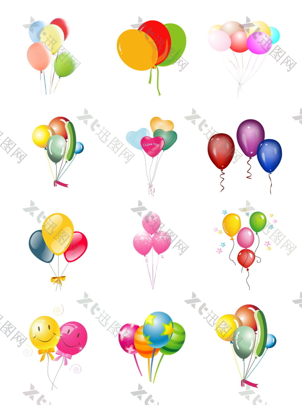 气球元素PSD源文件手绘风格彩色气球素材