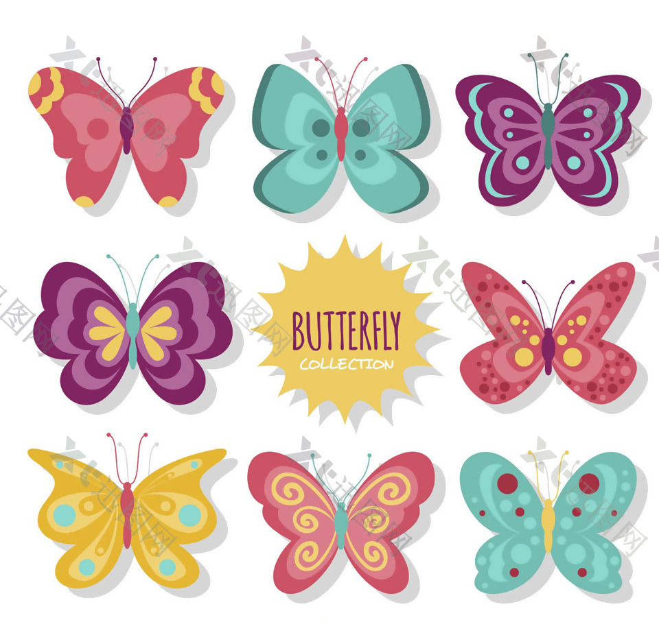8款创意蝴蝶设计矢量素材