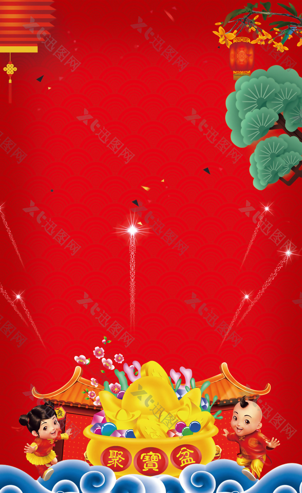 中国风新年红色背景