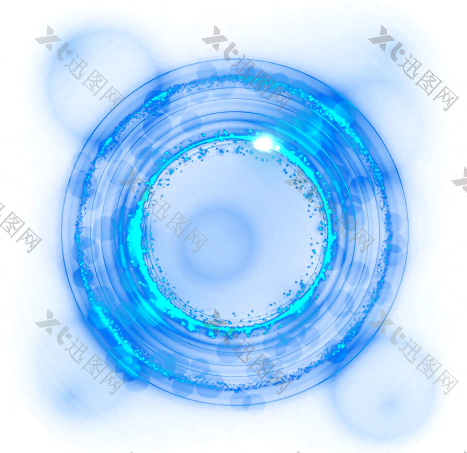 蓝色圆圈特效png元素素材