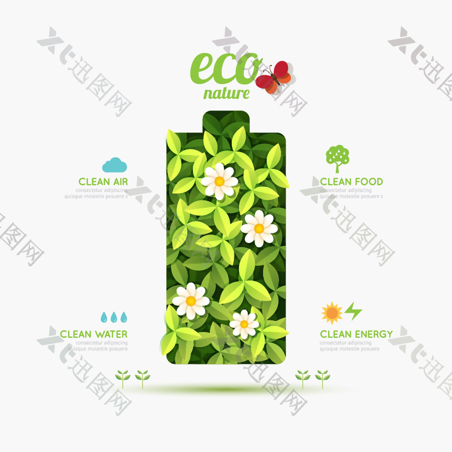绿色环保电池图标元素