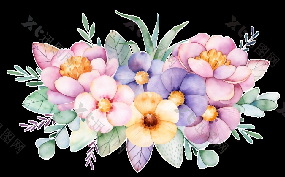 卡通花卉透明装饰图案