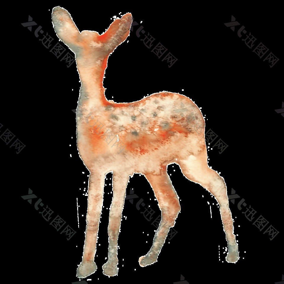 手绘虚影小鹿透明装饰图案