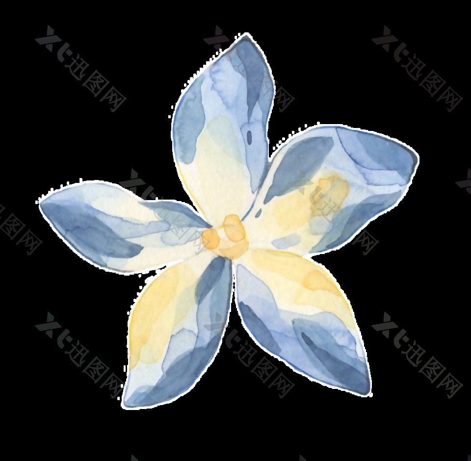淡蓝色五角花透明装饰图案