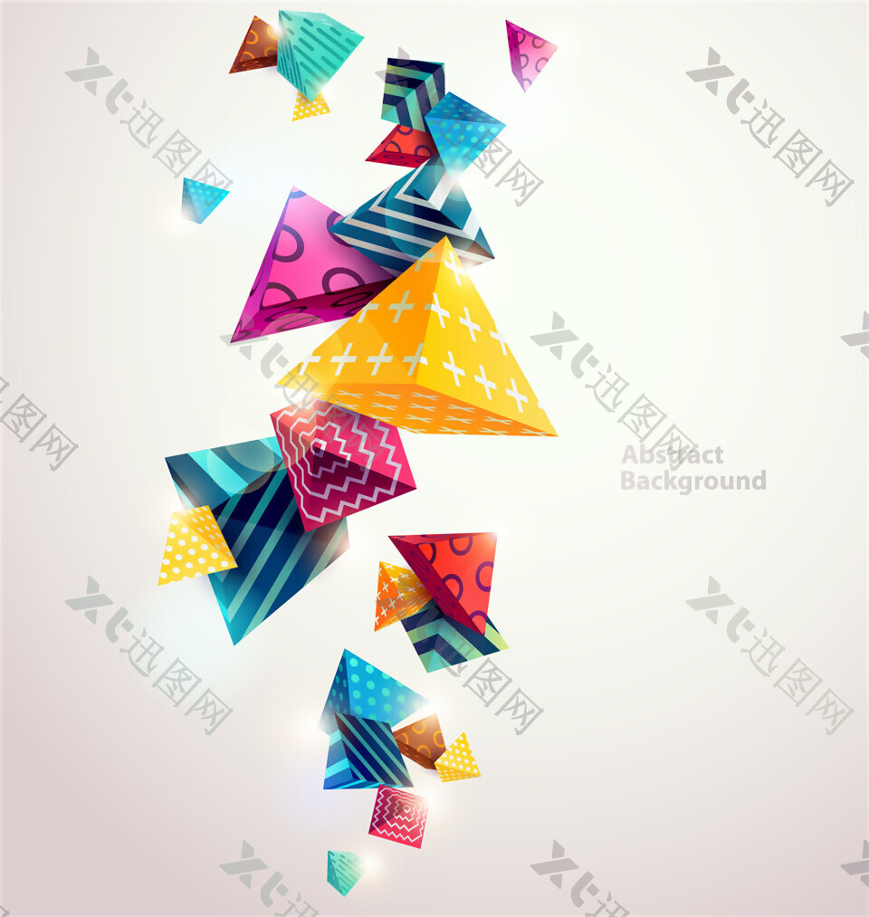 创意彩色条纹三角形图案元素