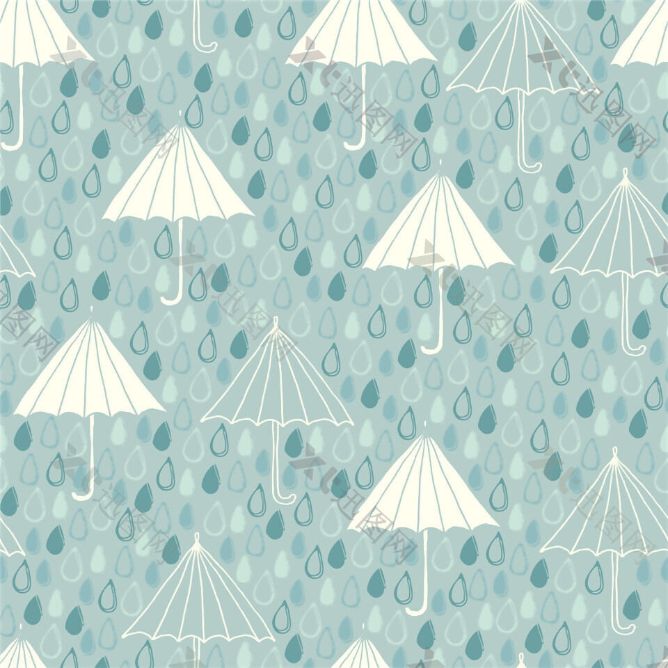 日系清新雨天元素壁纸图案装饰设计