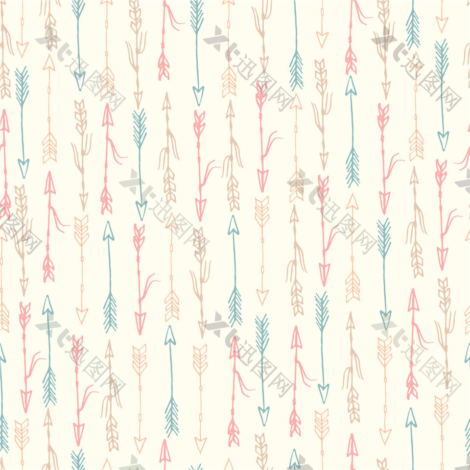 日系清新粉色弓箭壁纸图案装饰设计