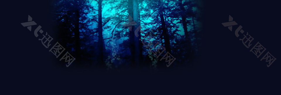 蓝色森林banner背景素材