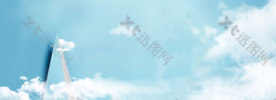清新蓝色天空banner背景素材