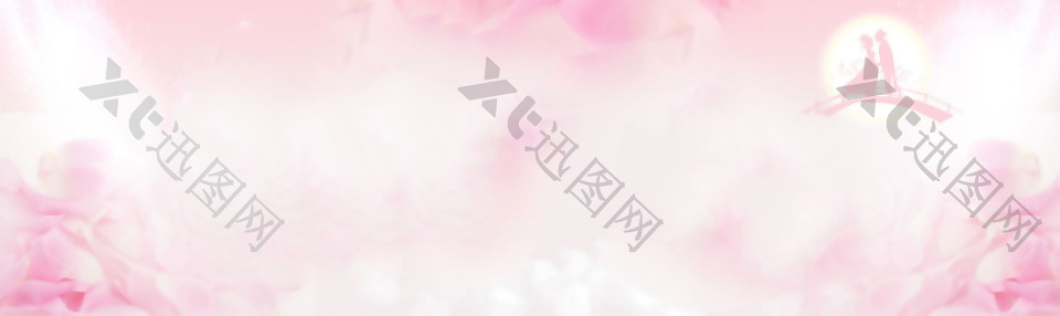 梦幻粉色花朵banner背景素材
