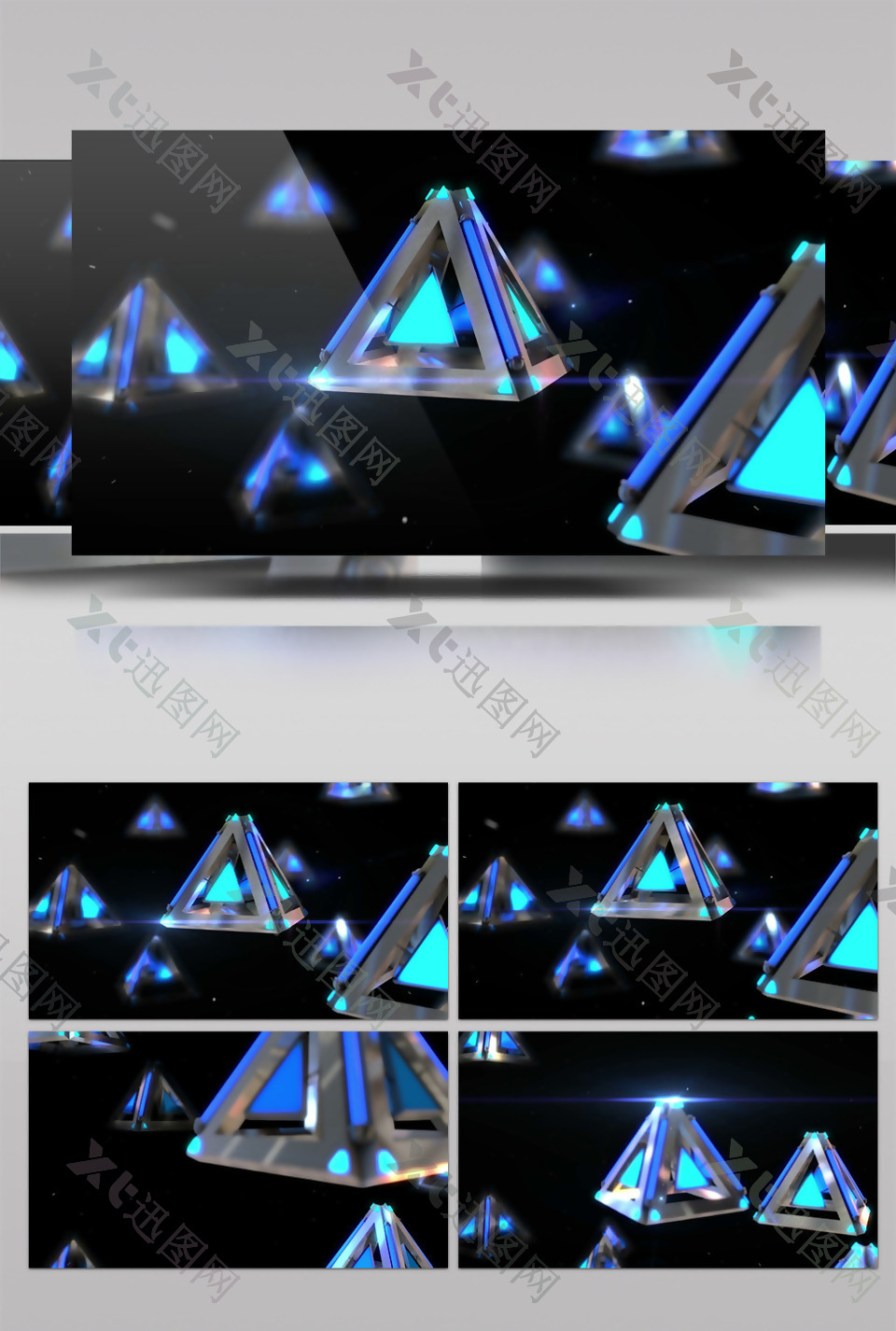 蓝色立体三角形视频素材