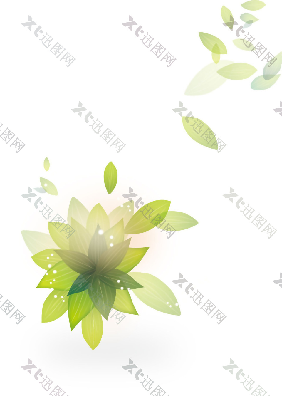 绿色透明花瓣png元素素材