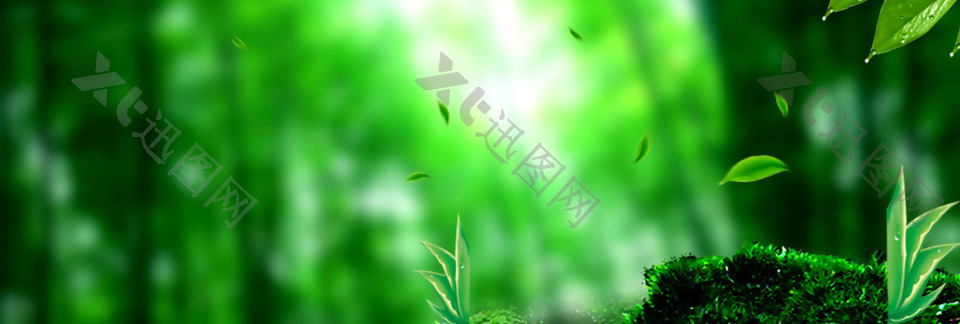 绿色树林banner背景素材