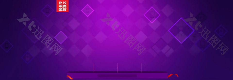 唯美紫色几何三角banner背景素材