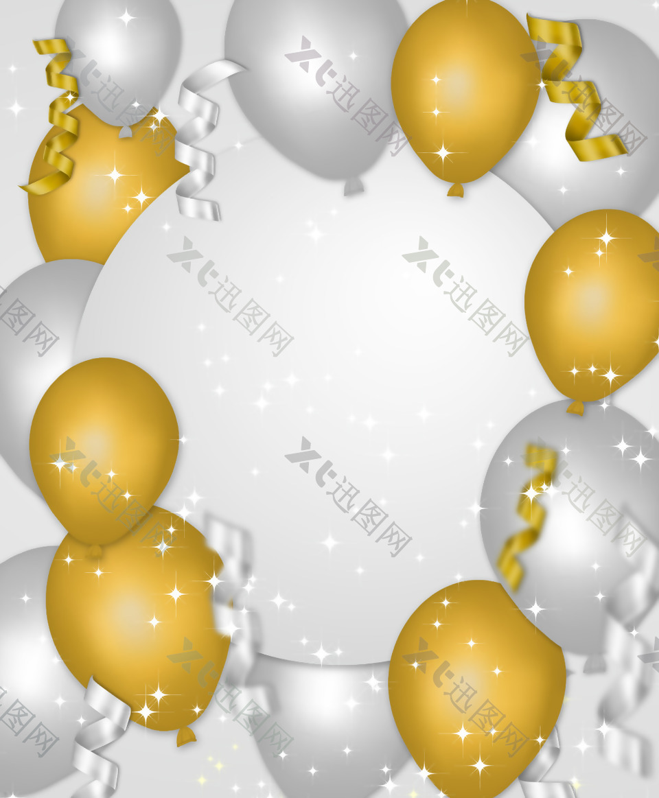 矢量金色银色气球质感节日背景素