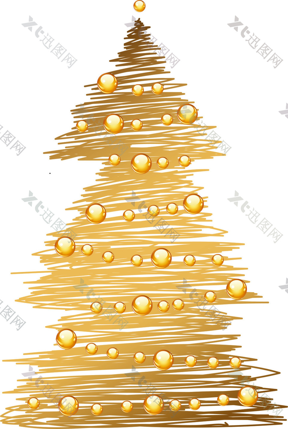 手绘线条圣诞树元素