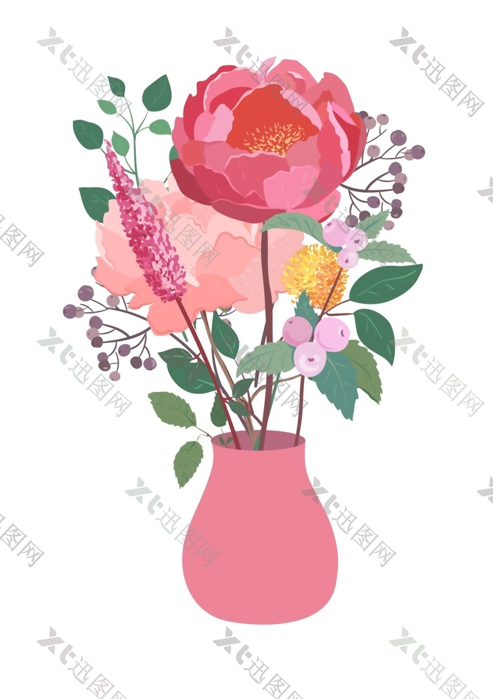 各式花卉种植花瓶卡通素材