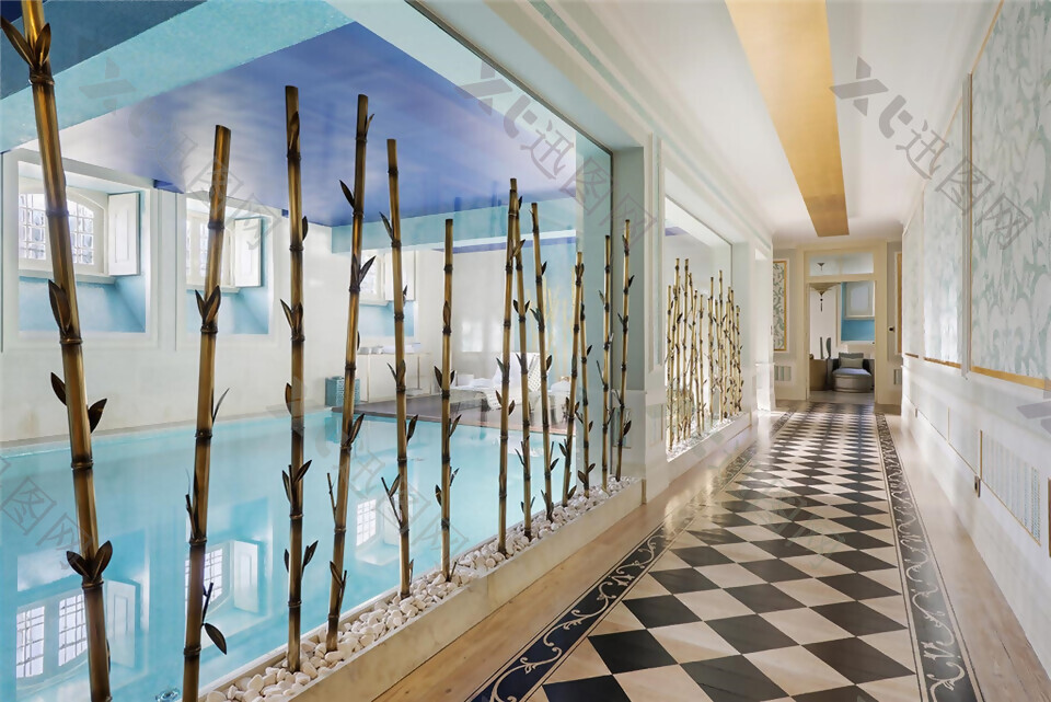 欧式游泳馆走廊地板装修效果图
