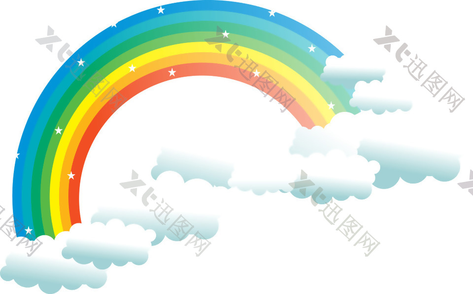彩虹矢量云彩卡通元素