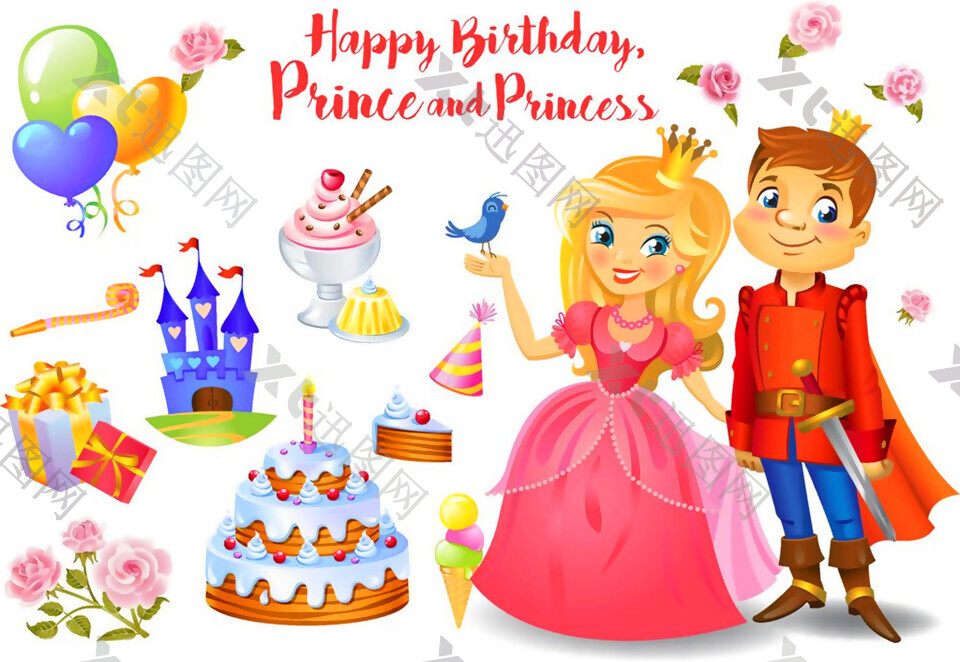 公主王子蛋糕气球图片