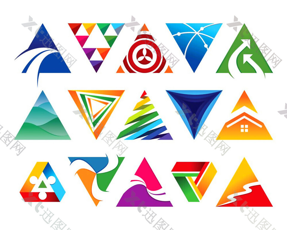 彩色三角形标志图片