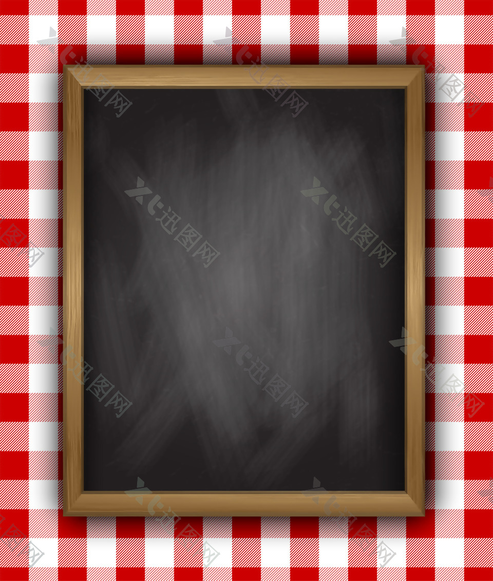 矢量红格子桌布黑板立体背景