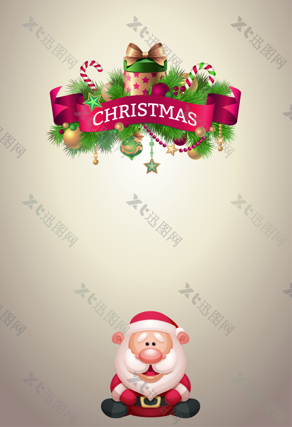纯色圣诞老人艺术字海报背景素材