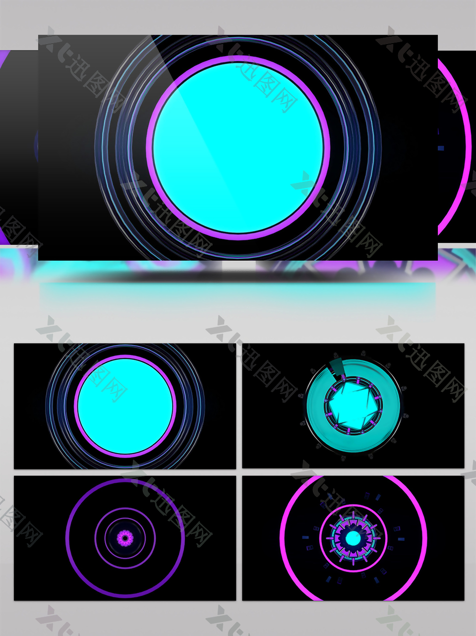 青色圆环圆圈线条视频素材