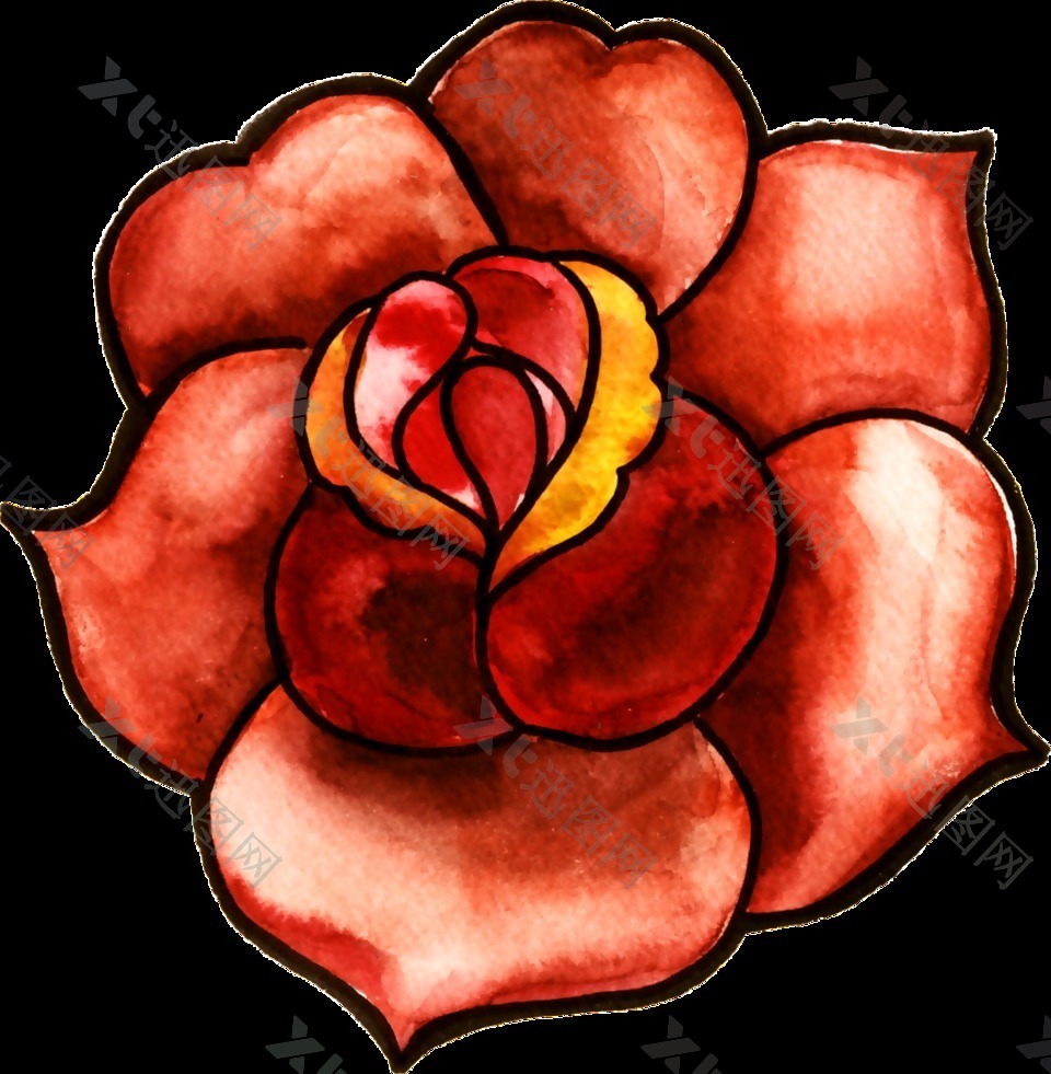 鲜红玫瑰花透明素材