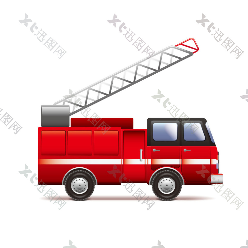 手绘红色消防车元素