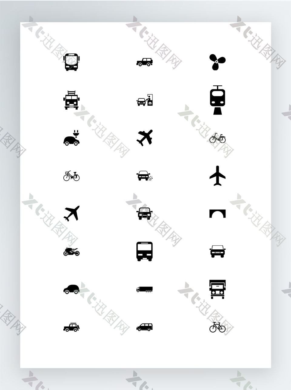 黑白交通工具图标集