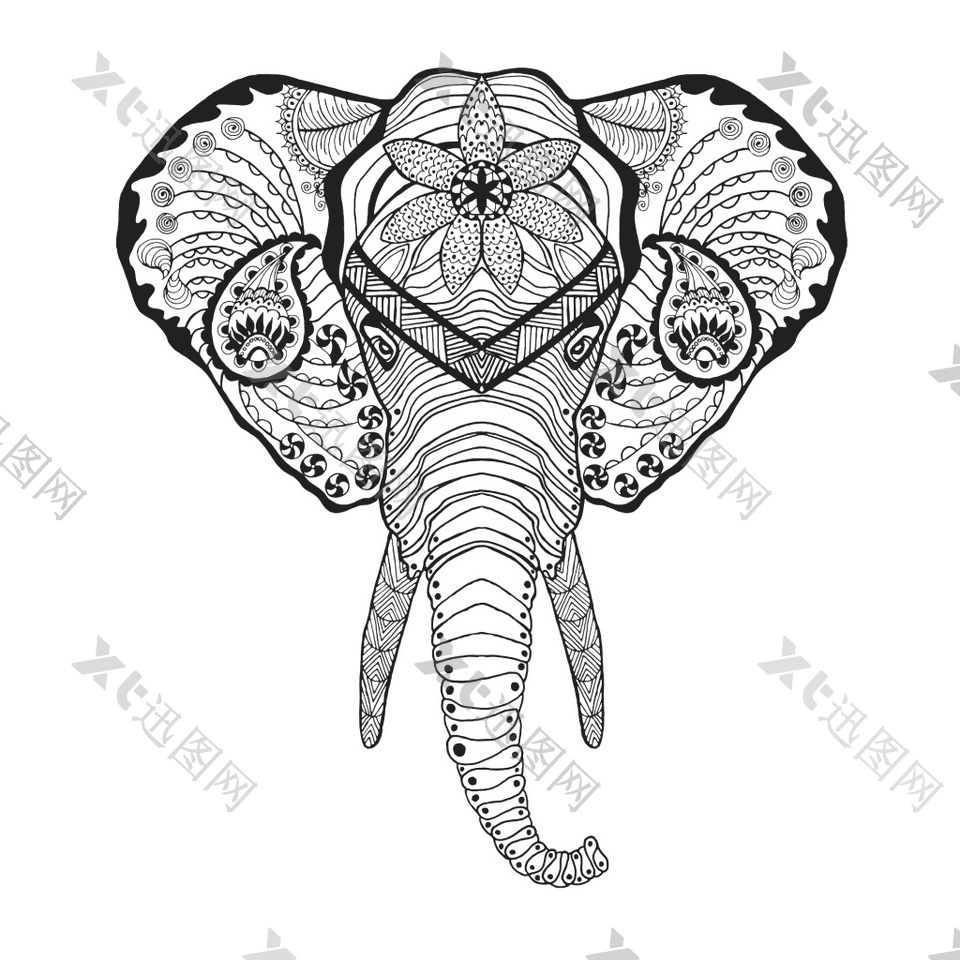 艺术花纹大象图案