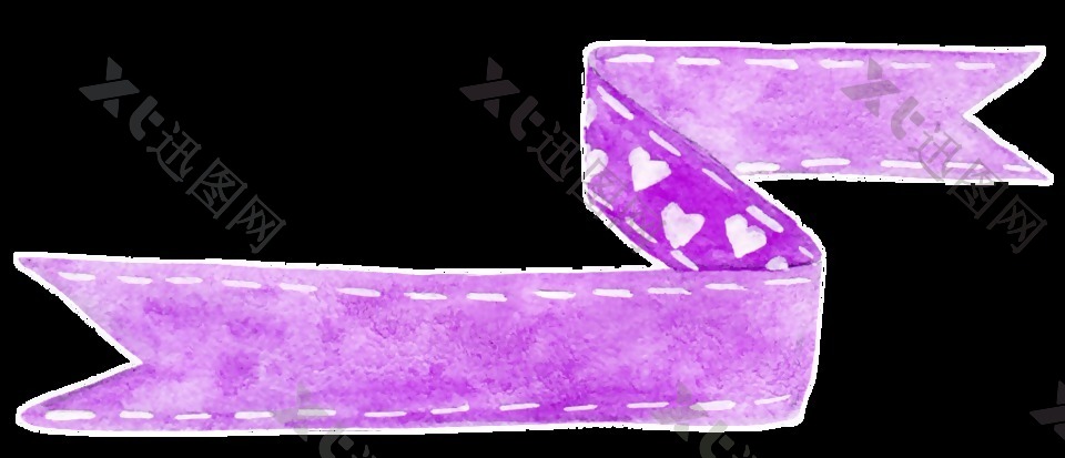紫色爱心丝带卡通透明素材