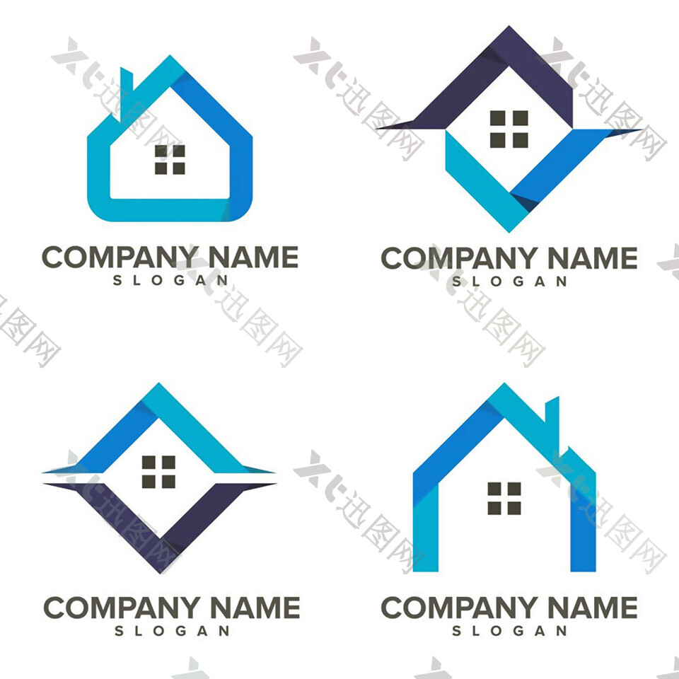 蓝色别墅房屋标志图片