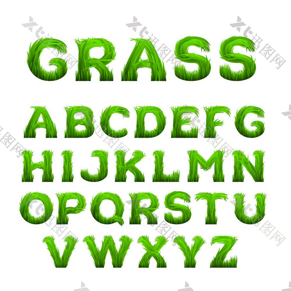 绿色草地字母字体图片