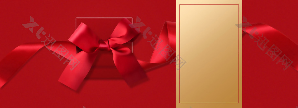 红色丝带礼盒banner背景素材