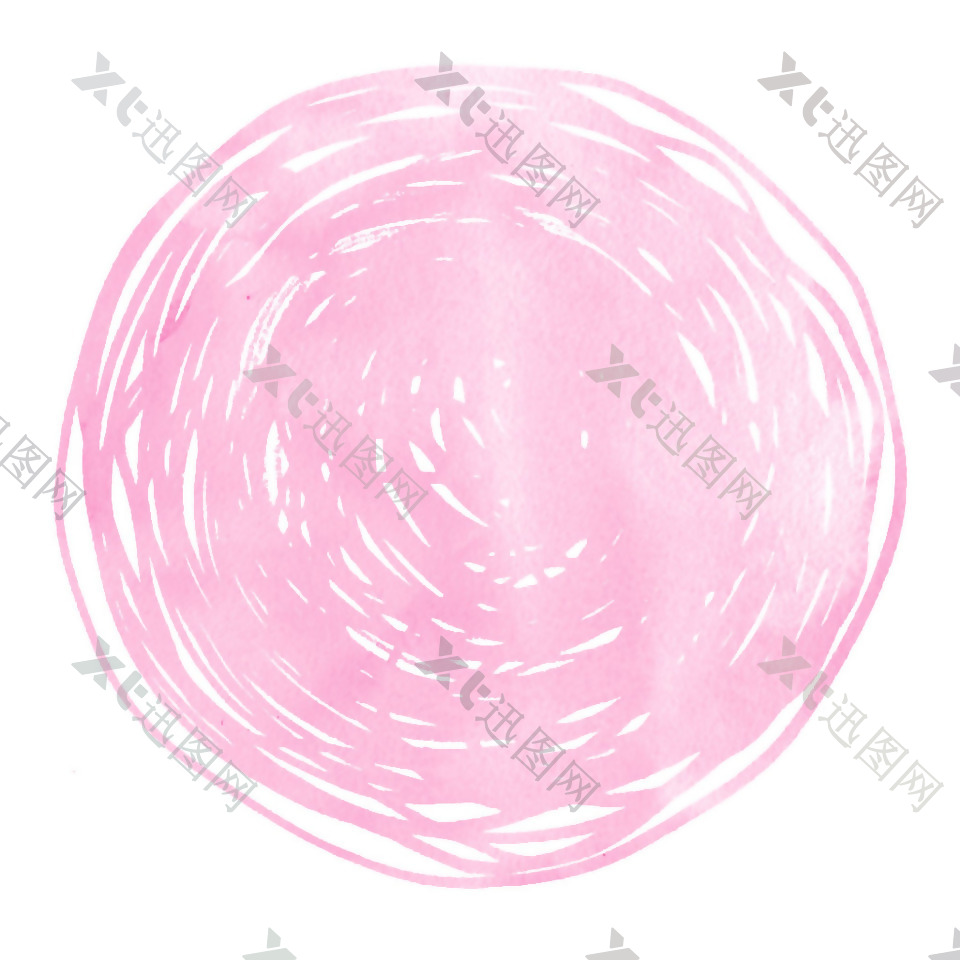 创意手绘粉色线条线圈png元素素材