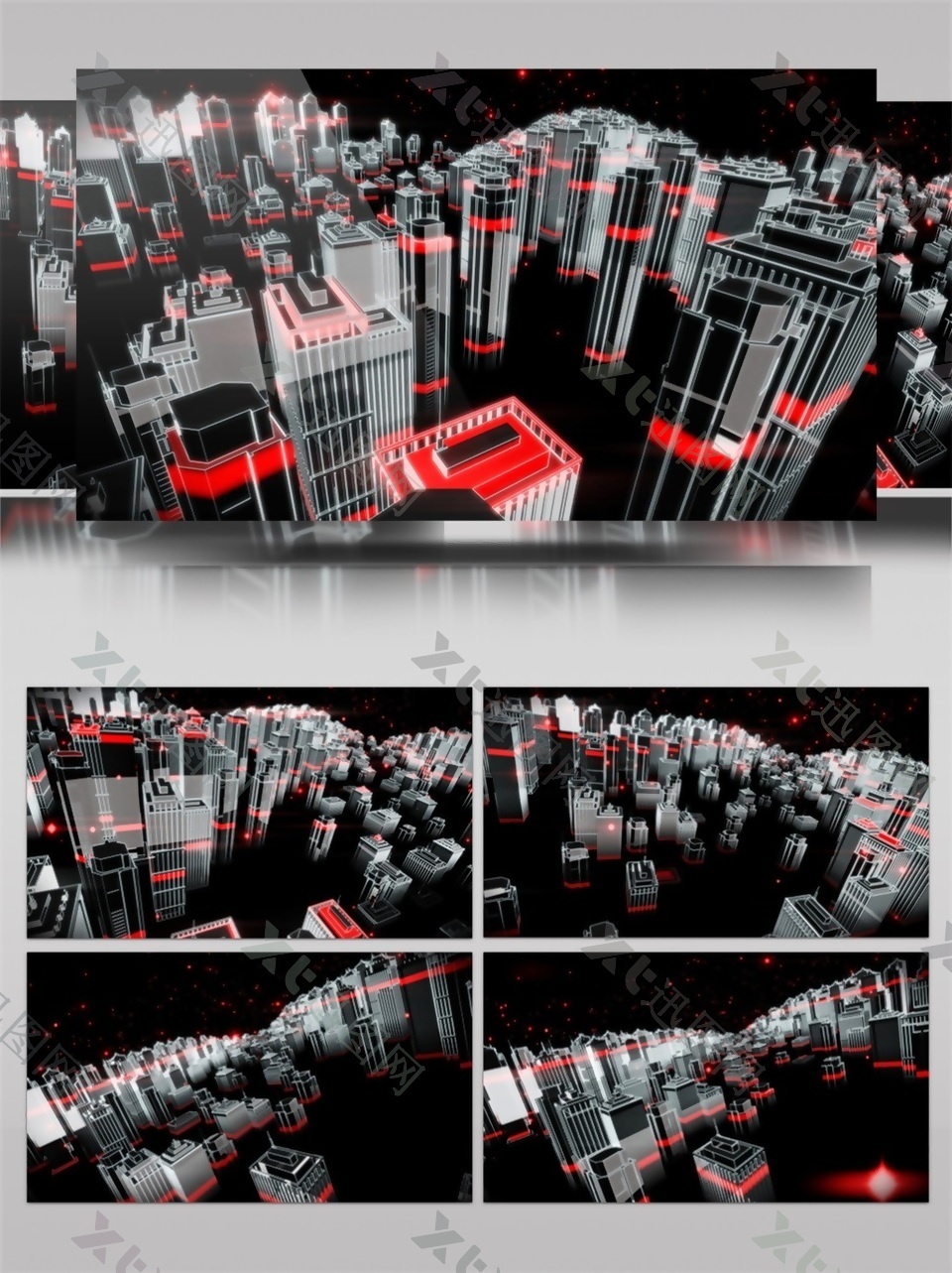 城市摩天大楼起伏波动视频素材