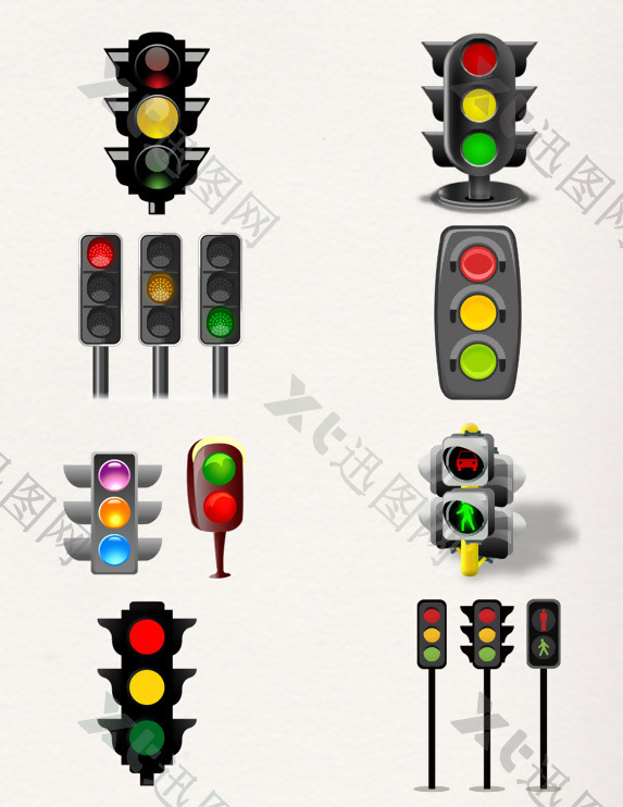 世界交通安全日红绿灯信号的元素设计素材