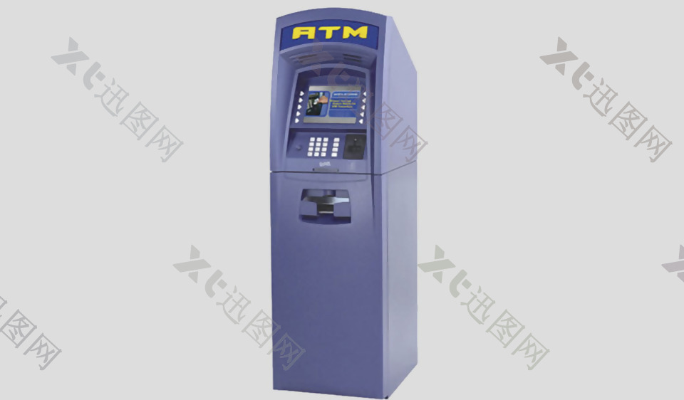 蓝紫色ATM机免抠psd透明素材