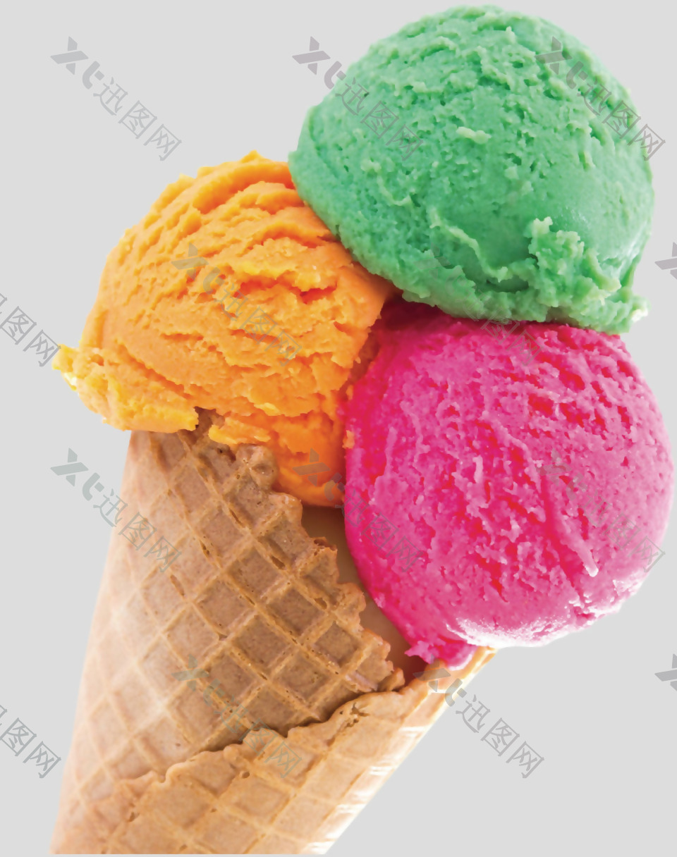 漂亮三色冰淇淋免抠psd透明素材