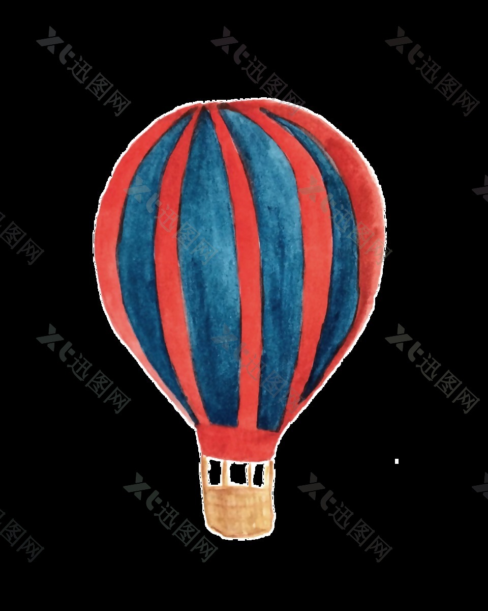红蓝热气球卡通透明素材