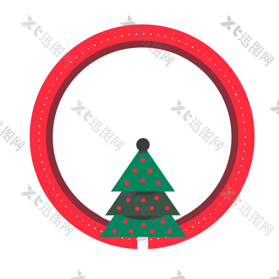 抽象红色圆形圣诞树元素