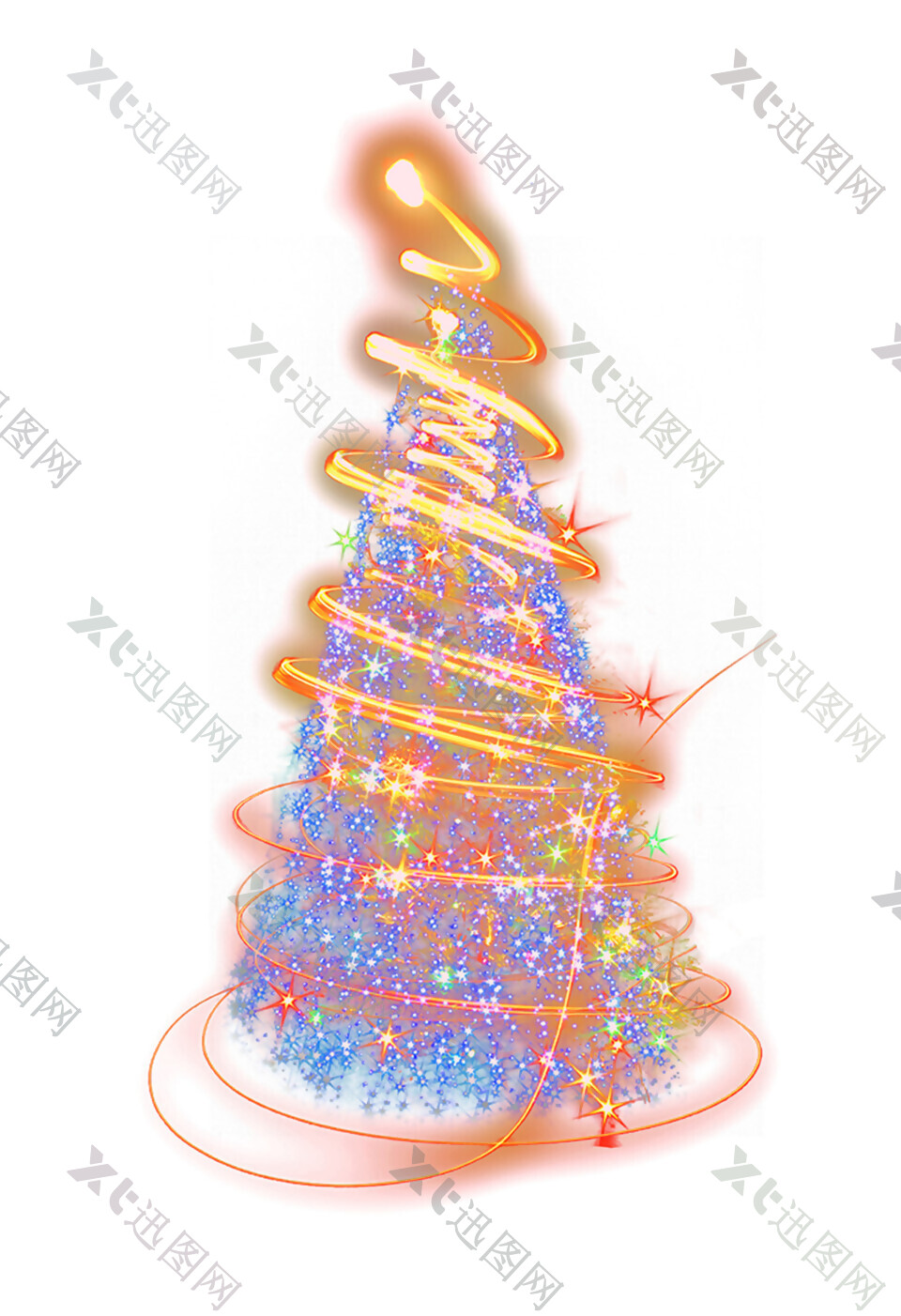 五彩炫光圣诞树装饰元素