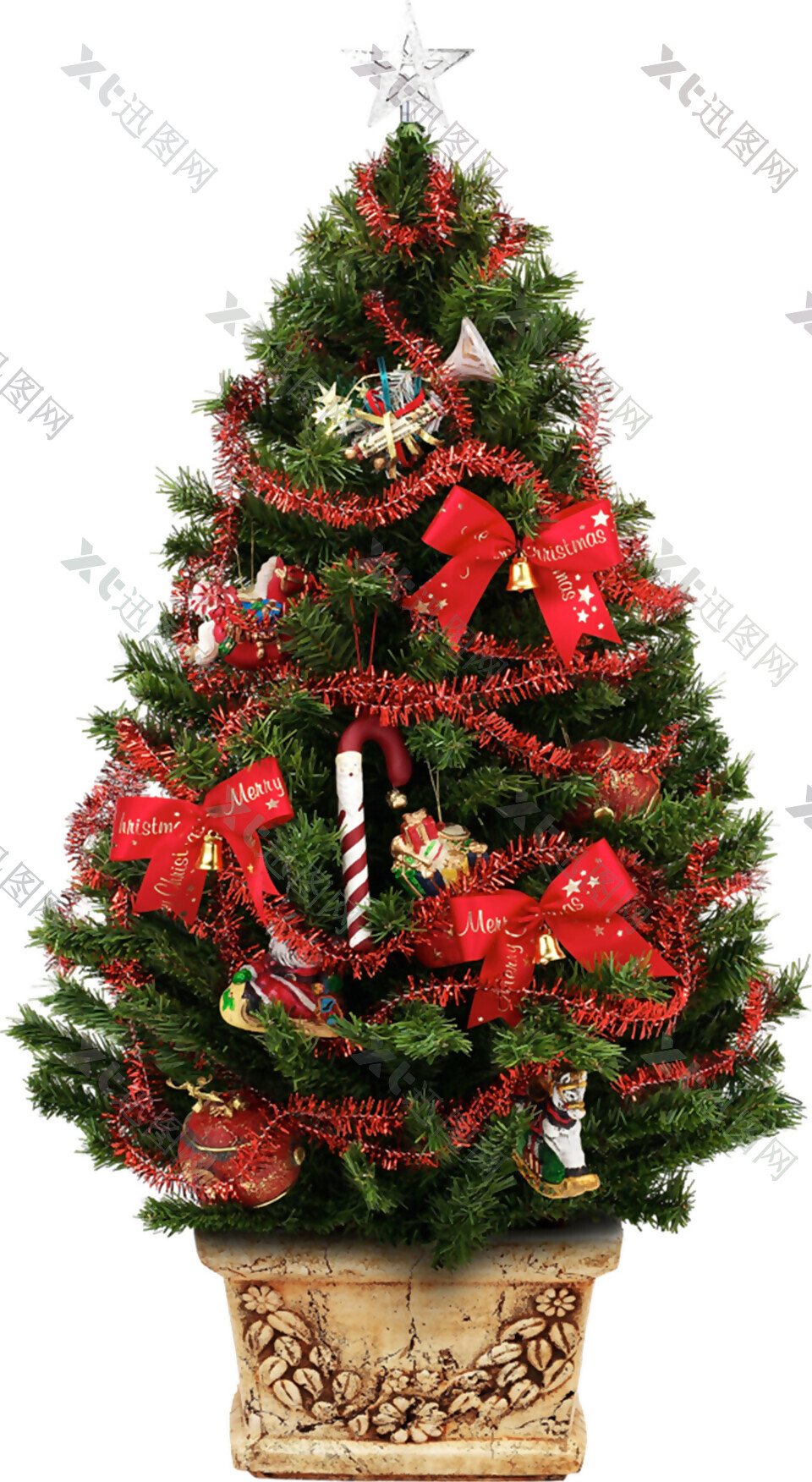 挂满装饰的大气圣诞树免抠元素