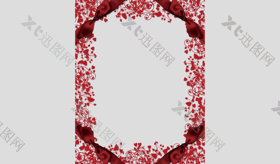创意红色花卉边框免抠psd透明素材